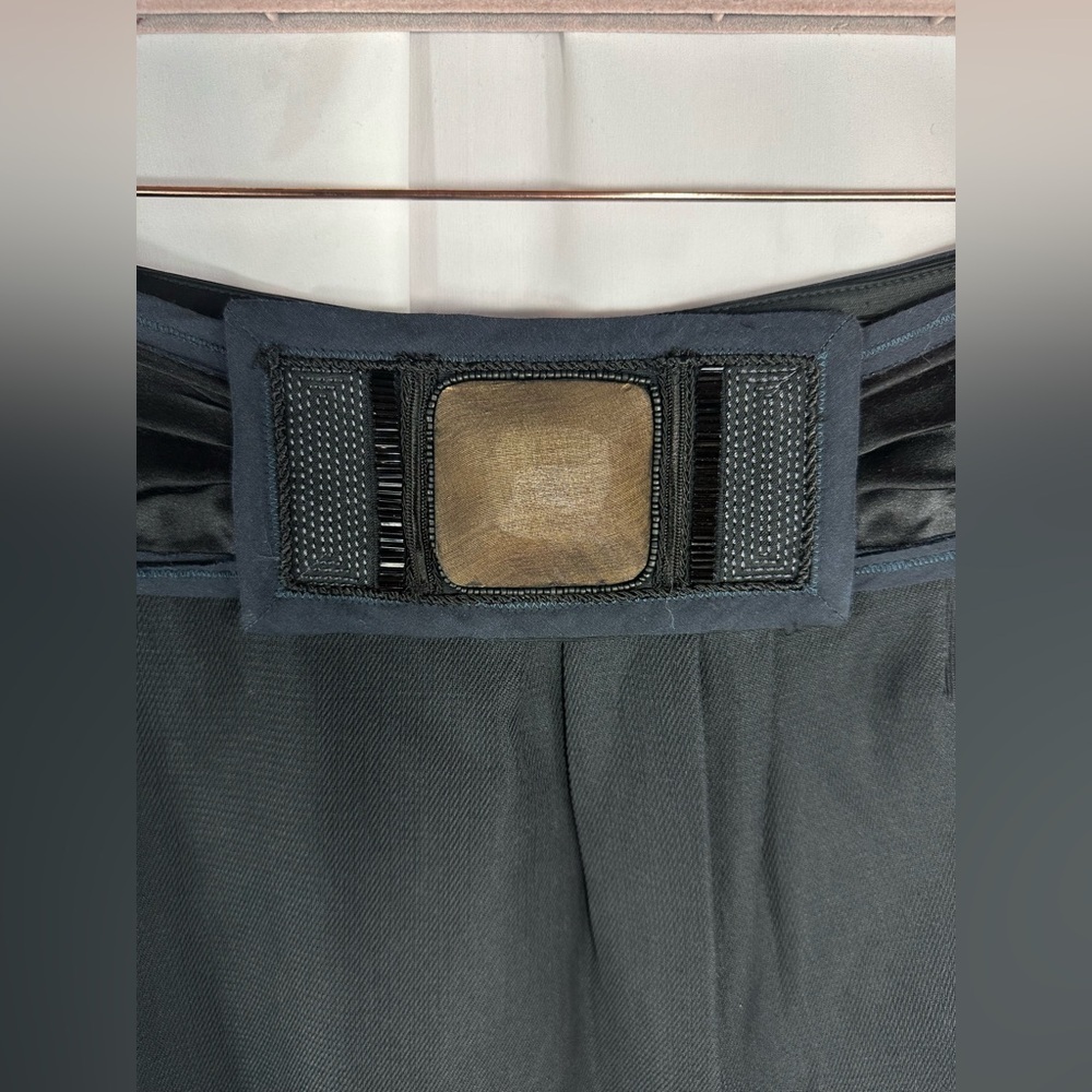 Hanii Y navy tulip midi skirt with wood waist detail size 46 - Picture 3 of 7